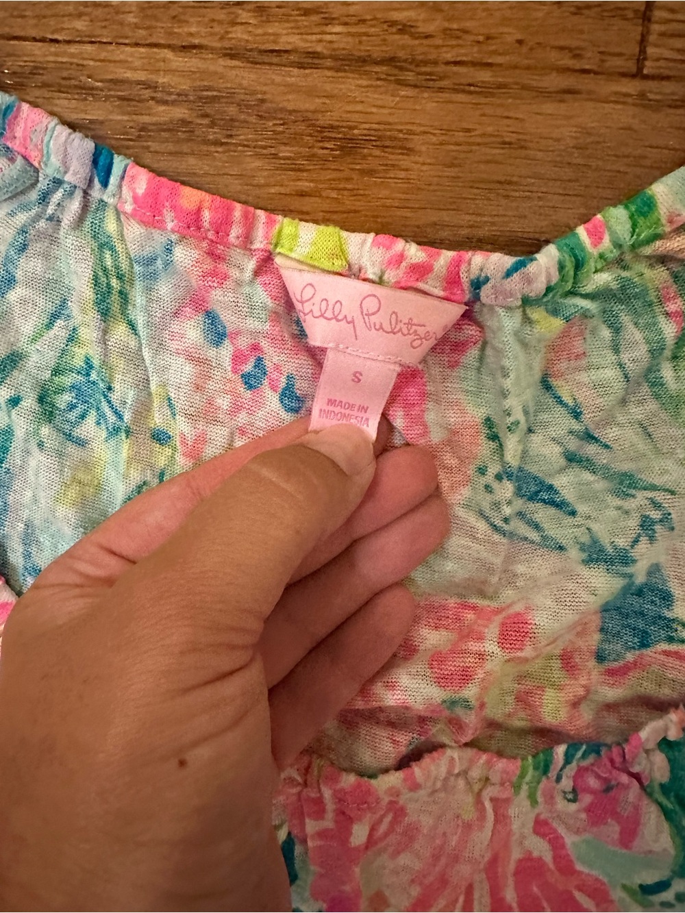Lilly Pulitzer Pink, Blue and Green Floral Scoop Cover-Up with Fringe - Picture 2 of 3